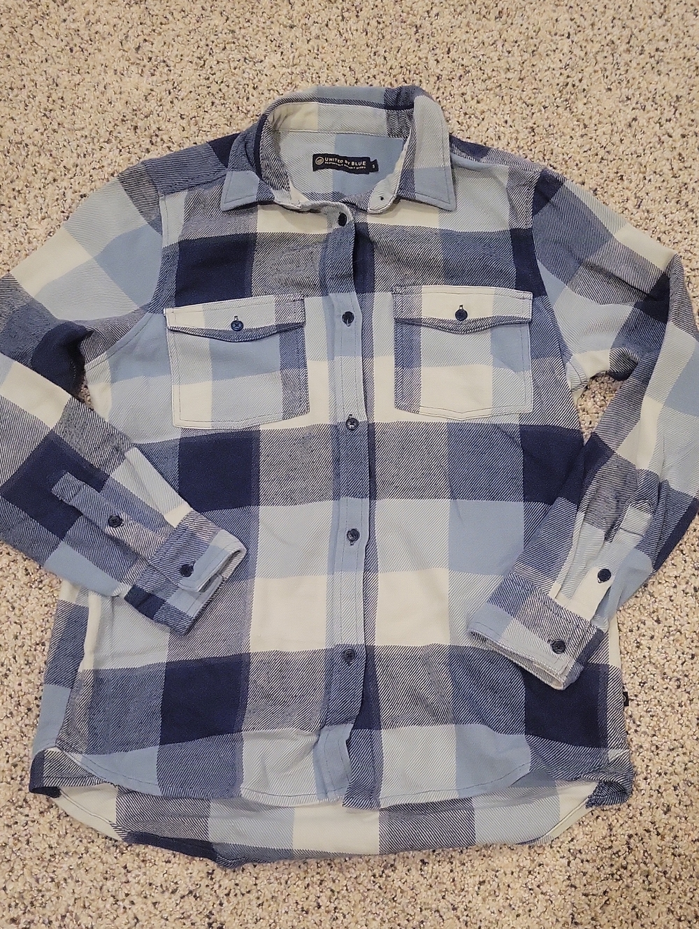 United By Blue Plaid Button Down Up Long Sleeve Organic Cotton Blend Small